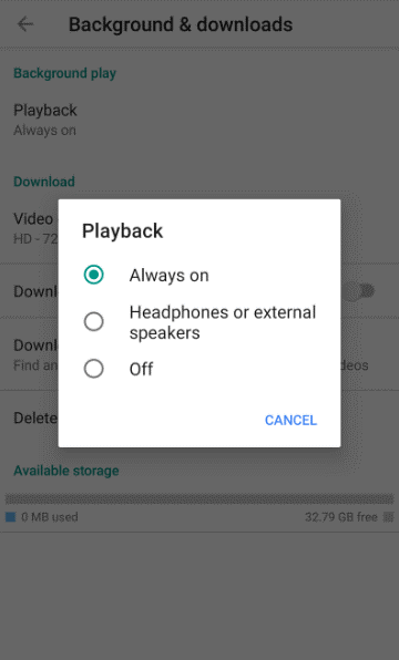 Playback option on