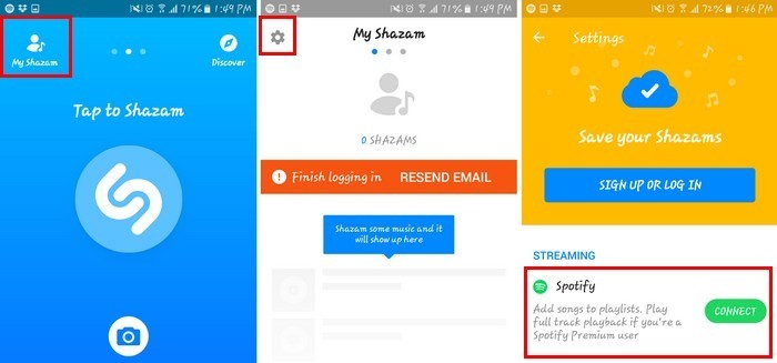 Sync your Spotify Account with Shazam to Add Songs