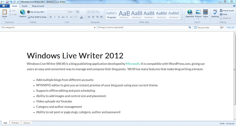 windows live writer Desktop Blogging Platforms