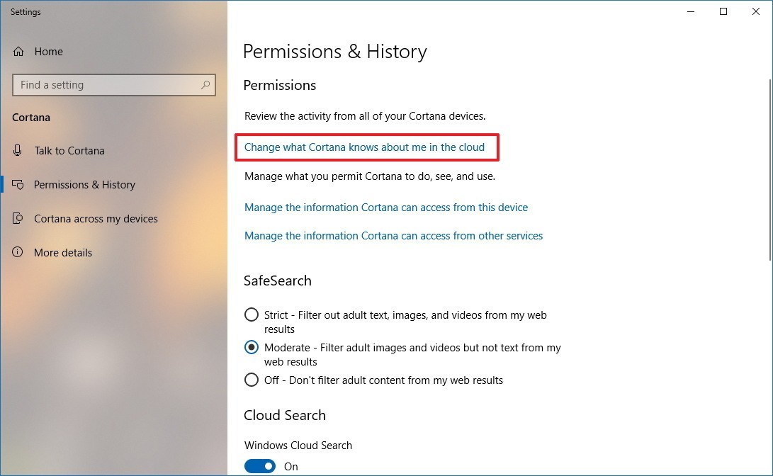 Select Permissions & History