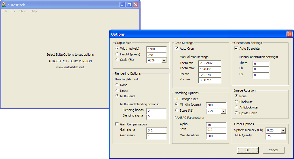 Autostitch - Windows Photo Stitching tool