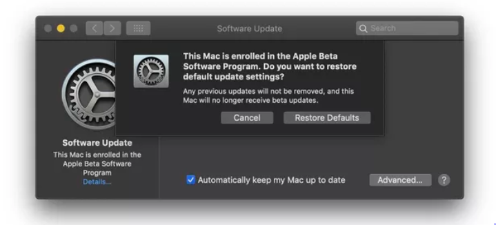 unenroll from Beta program