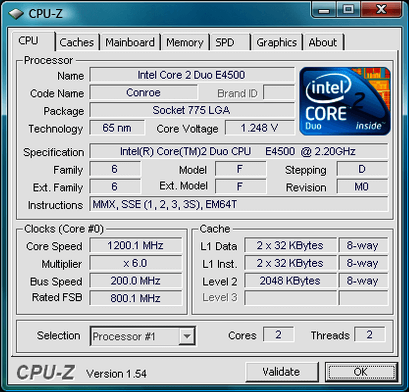 CPU Z- system information tool