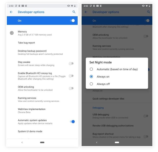 Use Developer Options To Enable Dark Mode