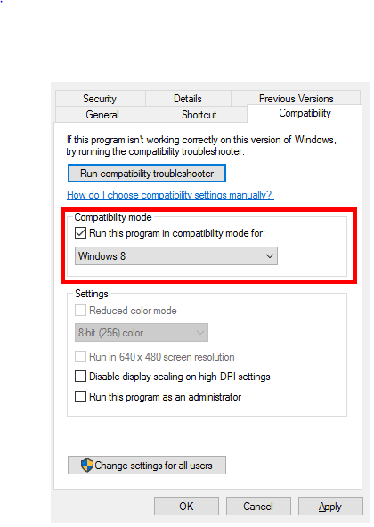 Run Compatibility mode