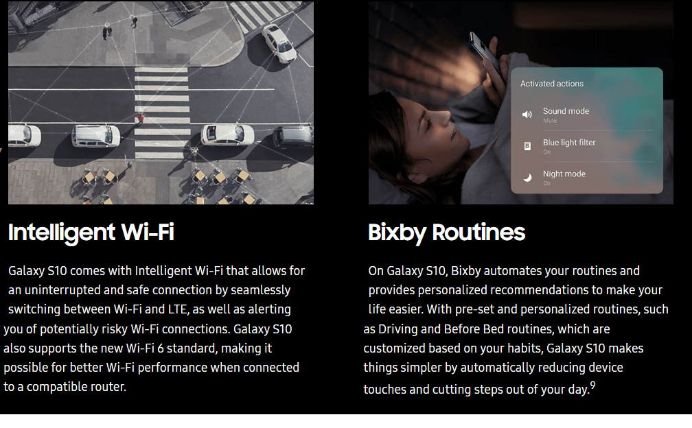 Specifications Galaxy S10 and S10 plus-1