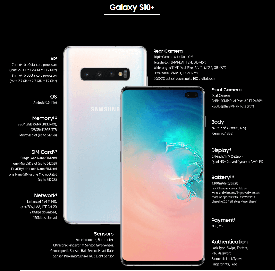 samsung galaxy s10 plus specifications