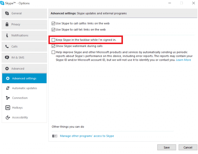 Follow the steps to eliminate Skype from the taskbar to the system tray-1