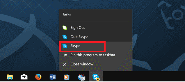 Skype Pinned on The Taskbar