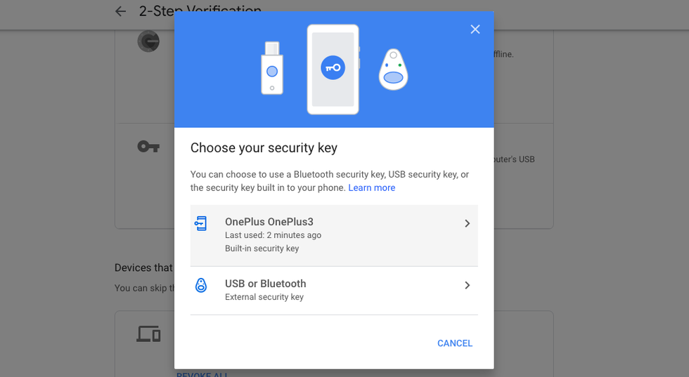 How can you make your phone a Google security key