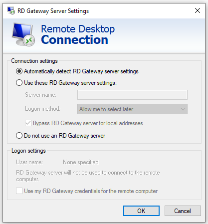 Remote Desktop Connection Login problems