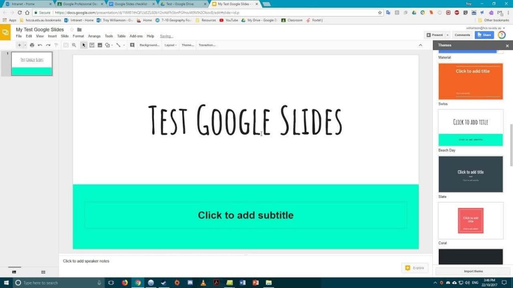 Themes for presentation