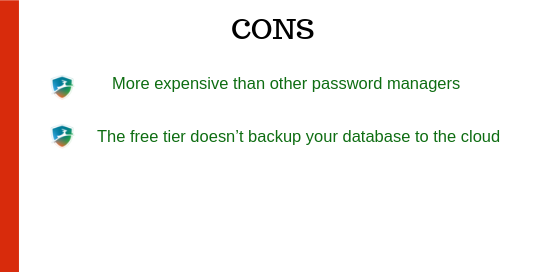 Dashlane cons