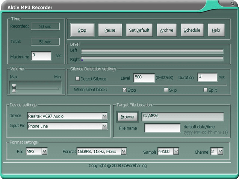 Aktiv mp3 recorder