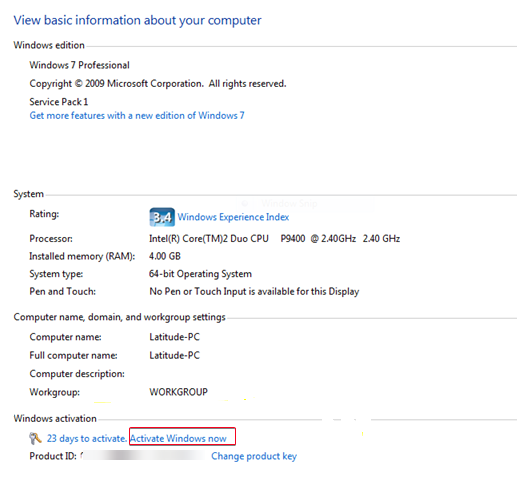 Windows Activation pop-up