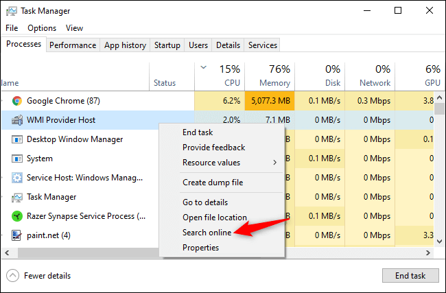 Spot Infected Apps via Windows Task Manager