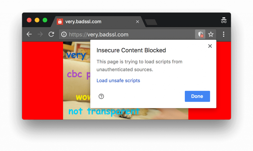 Insecure Content Blocked on Chrome