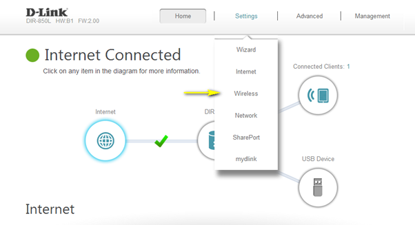 Access Wireless Settings in DLink