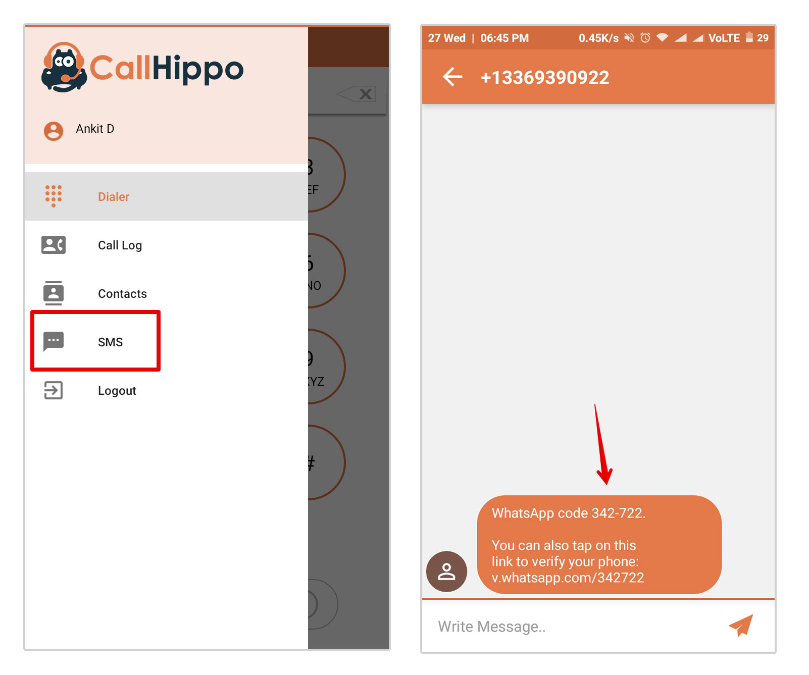 WhatsApp virtual no. registration