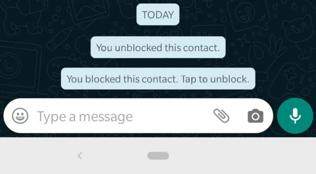 WhatsApp Blocked Contact Notice