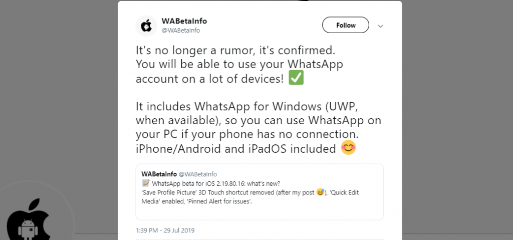 WhatsApp Update Twitter WABetaInfo