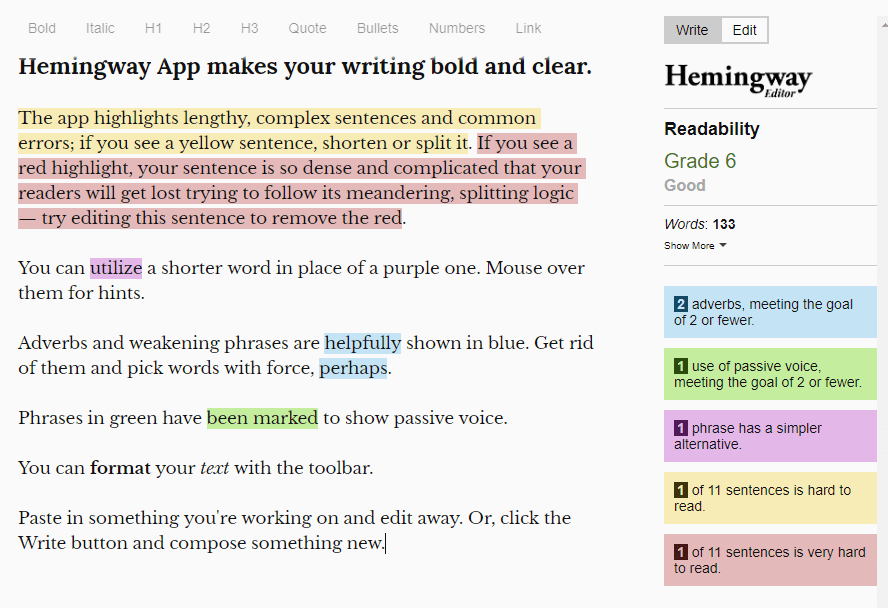 hemingway - grammar editor