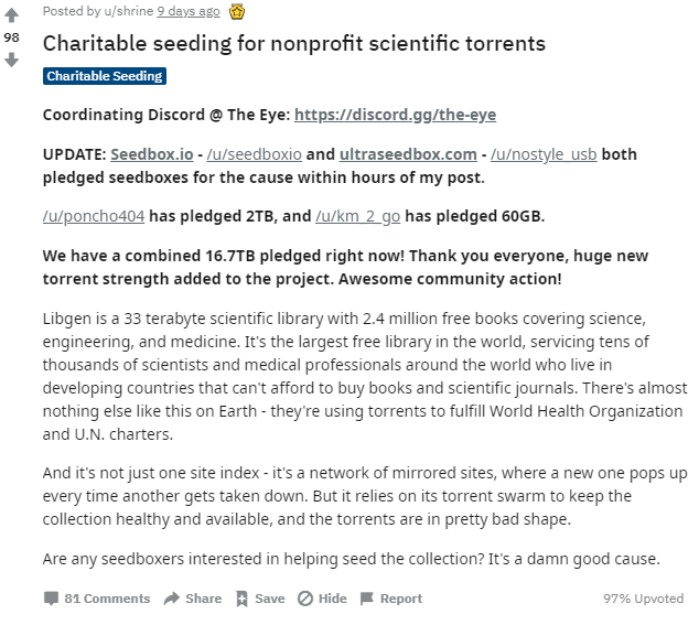 reddit group movement - online scientific research depositories
