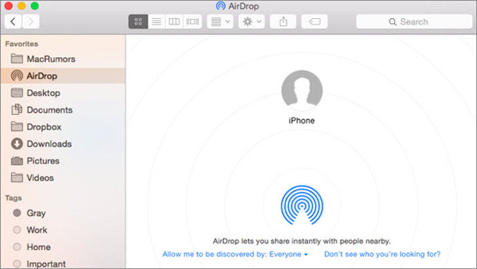 نقل الملفات من iPhone إلى Mac باستخدام AirDrop