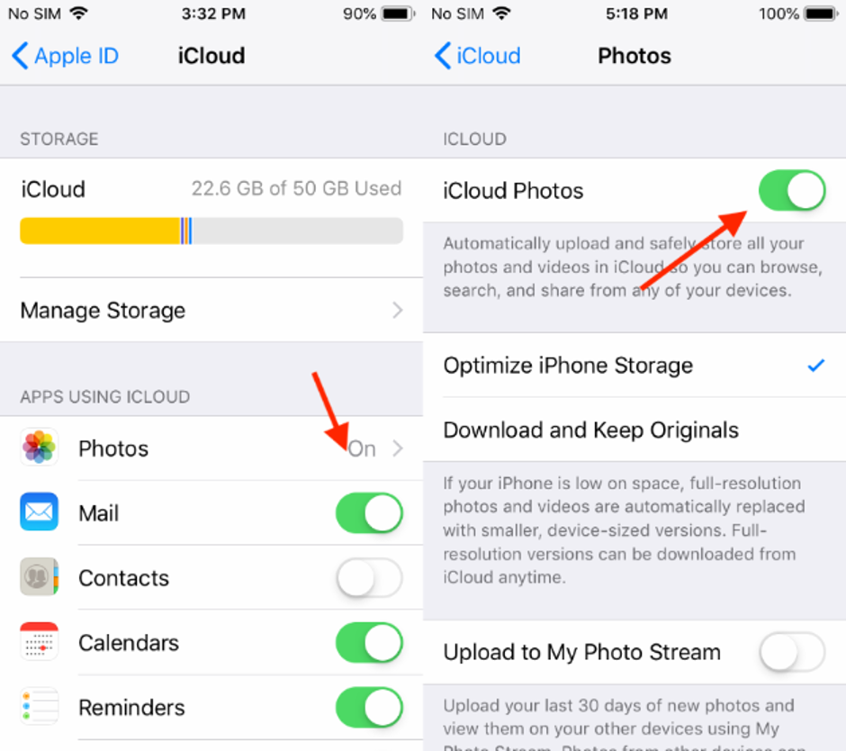 نقل الصور ومقاطع الفيديو من iPhone إلى Mac باستخدام iCloud