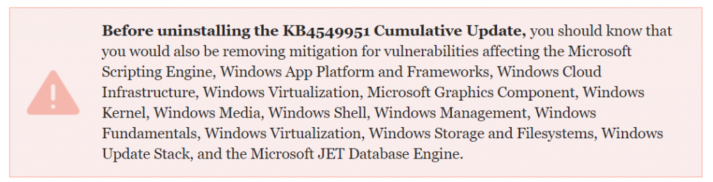 Error Windows 10 Upgrade KB4549951