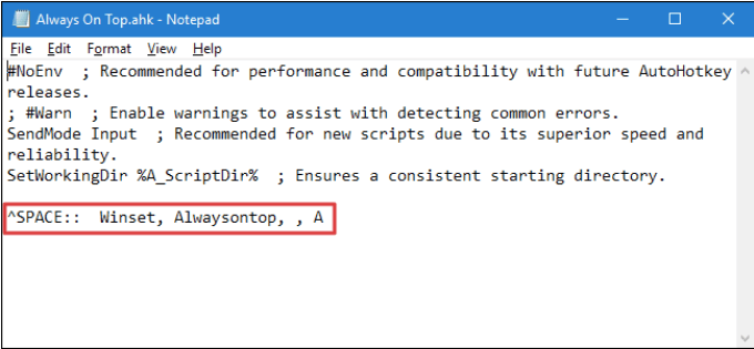 Window Always On Top In Windows 10
