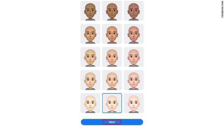 How to make a Facebook avatar Skin Tone
