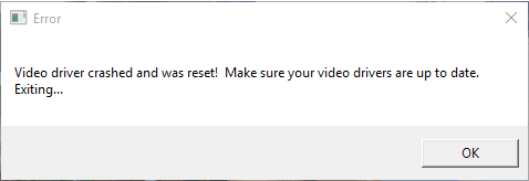 Video Driver Crashed And Was Reset