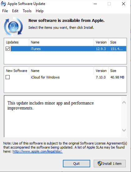 iTunes Driver Not Installed