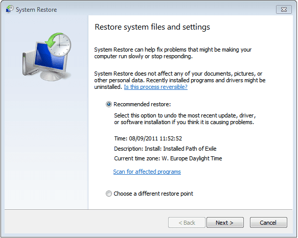 Use System Restore