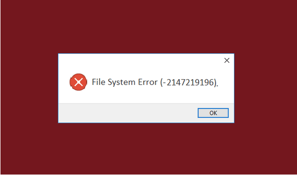 File System Error on Windows 10