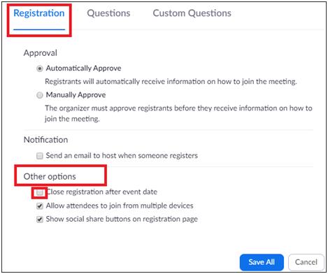 registration option