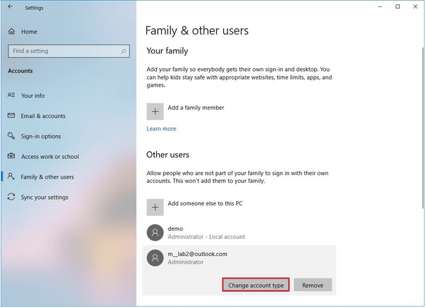Switch to Admin Account