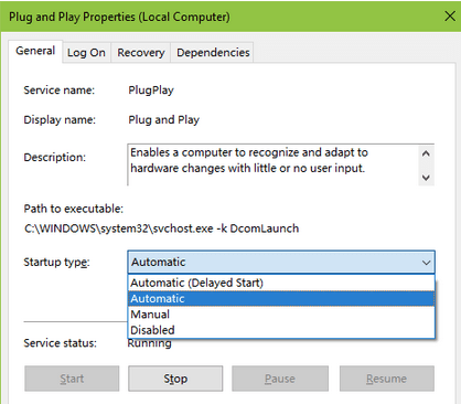 Check Plug and Play Service Status