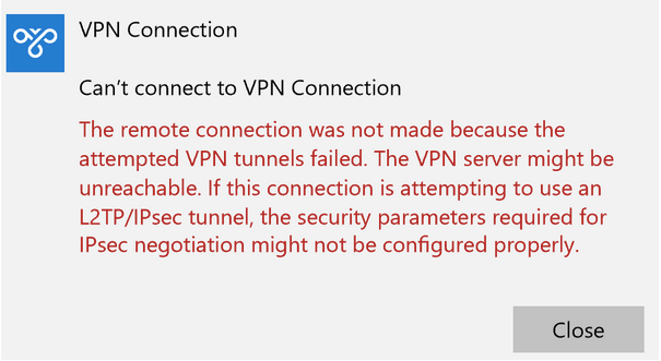 VPN Error 800